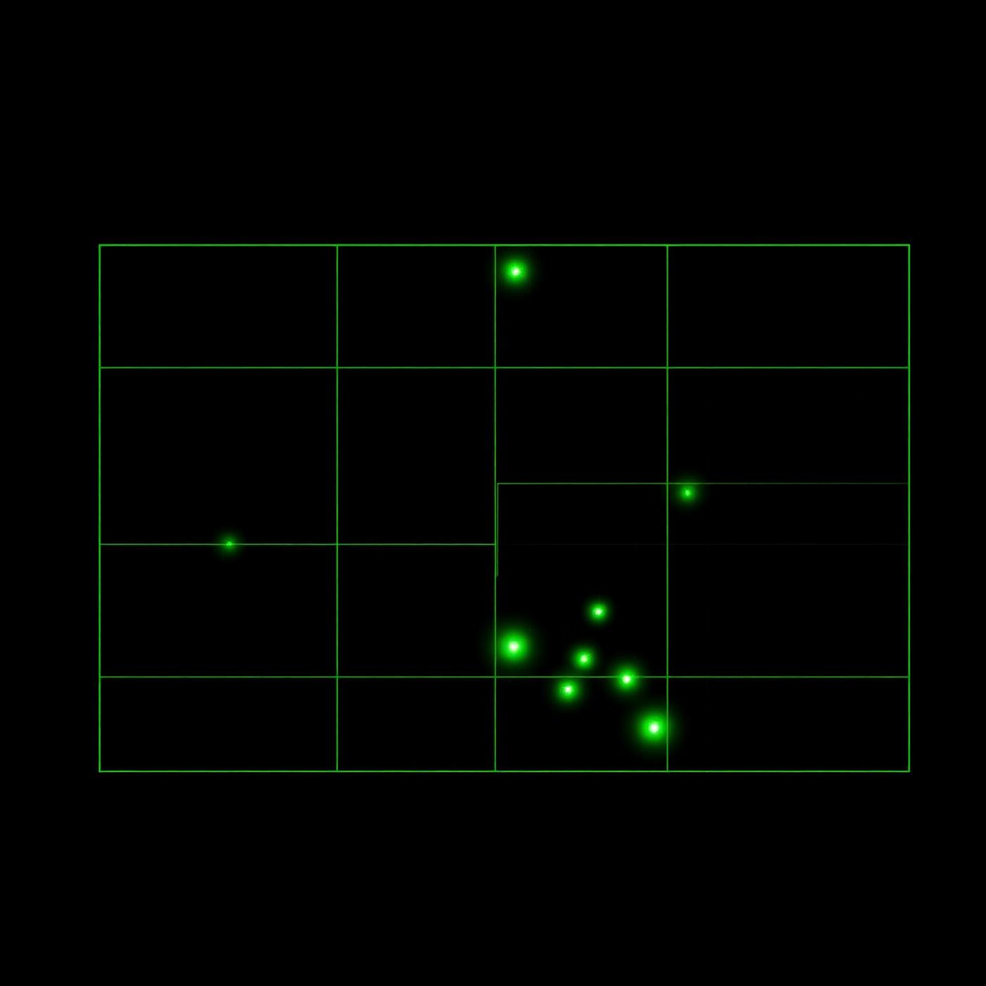 Plot map with glowing sensor nodes across frost-prone sectors.